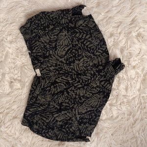 Black and green leafy short